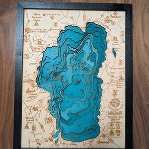 Lake Tahoe 3D Wood Map Art